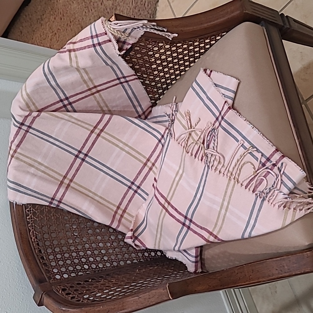 Steve Madden pink plaid extra wide autumn winter scarf